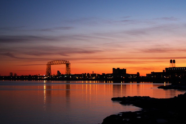 Duluth lift bridge at sunset